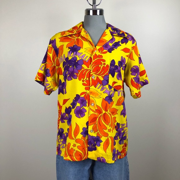 Other - Vintage Barkcloth Floral Hawaiian Shirt
